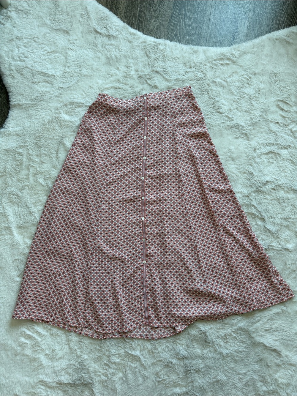 MAXSTUDIO Floral Button-Front A-Line Skirt in Dusty Rose